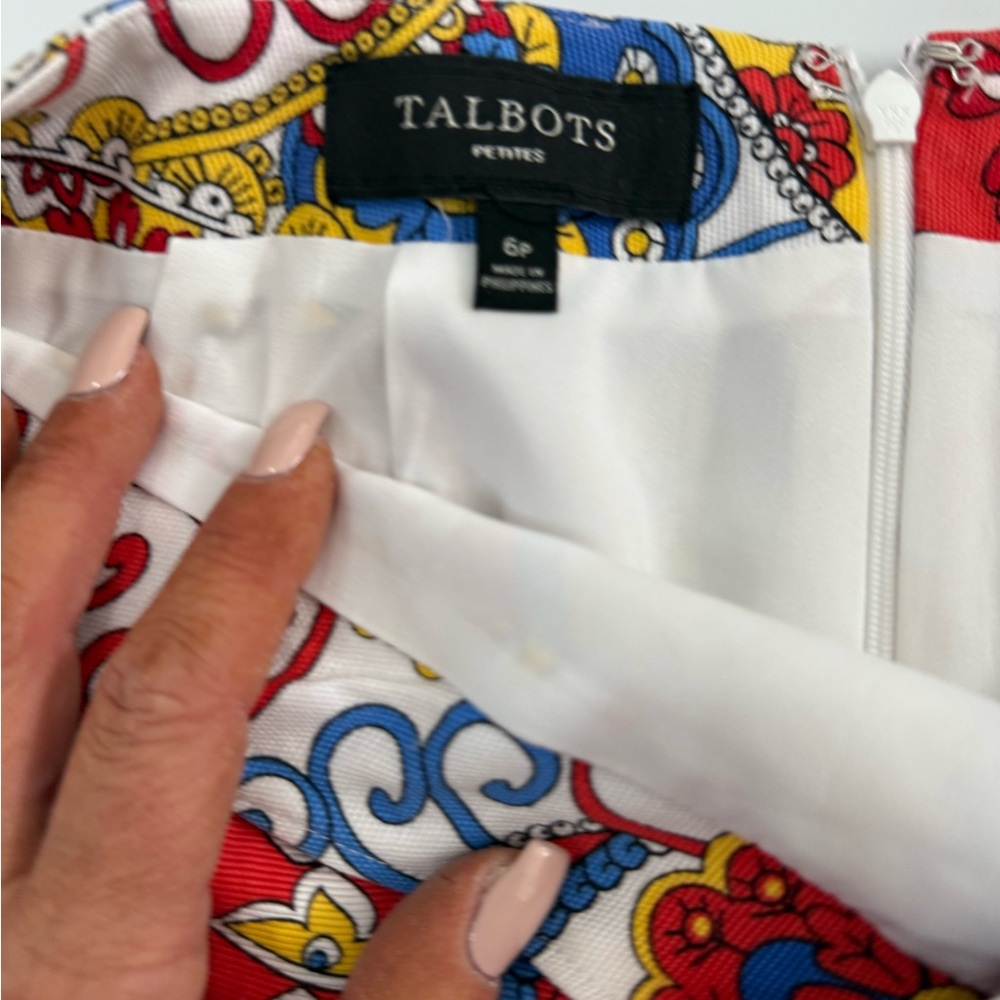 Talbot’s Colorful Paisley Print red, blue, yellow & white Pencil skirt size 6P - Picture 10 of 10